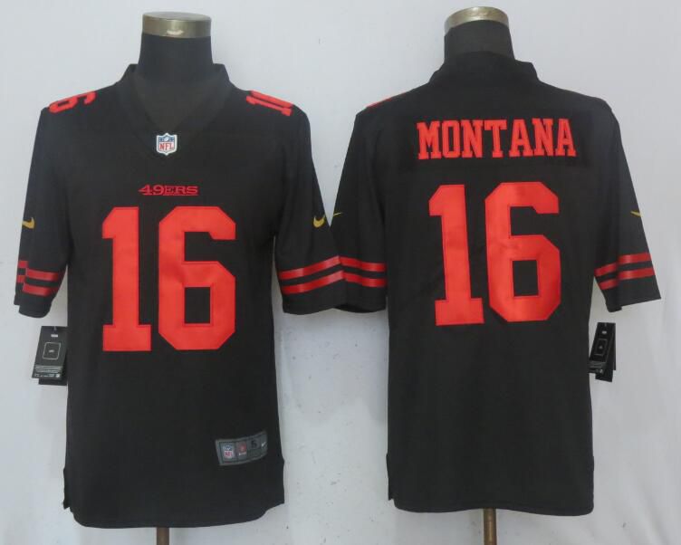 Men San Francisco 49ers #16 Montana Black Vapor Untouchable Limited Player Nike NFL Jerseys->indianapolis colts->NFL Jersey